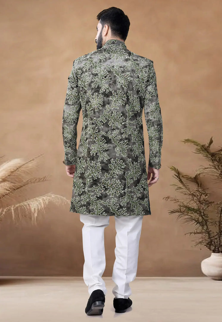 Green Velvet Indo Western Suit