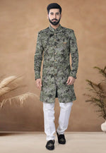 Load image into Gallery viewer, Green Velvet Indo Western Suit

