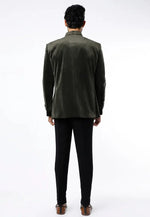 Load image into Gallery viewer, Green Velvet Jodhpuri Suit
