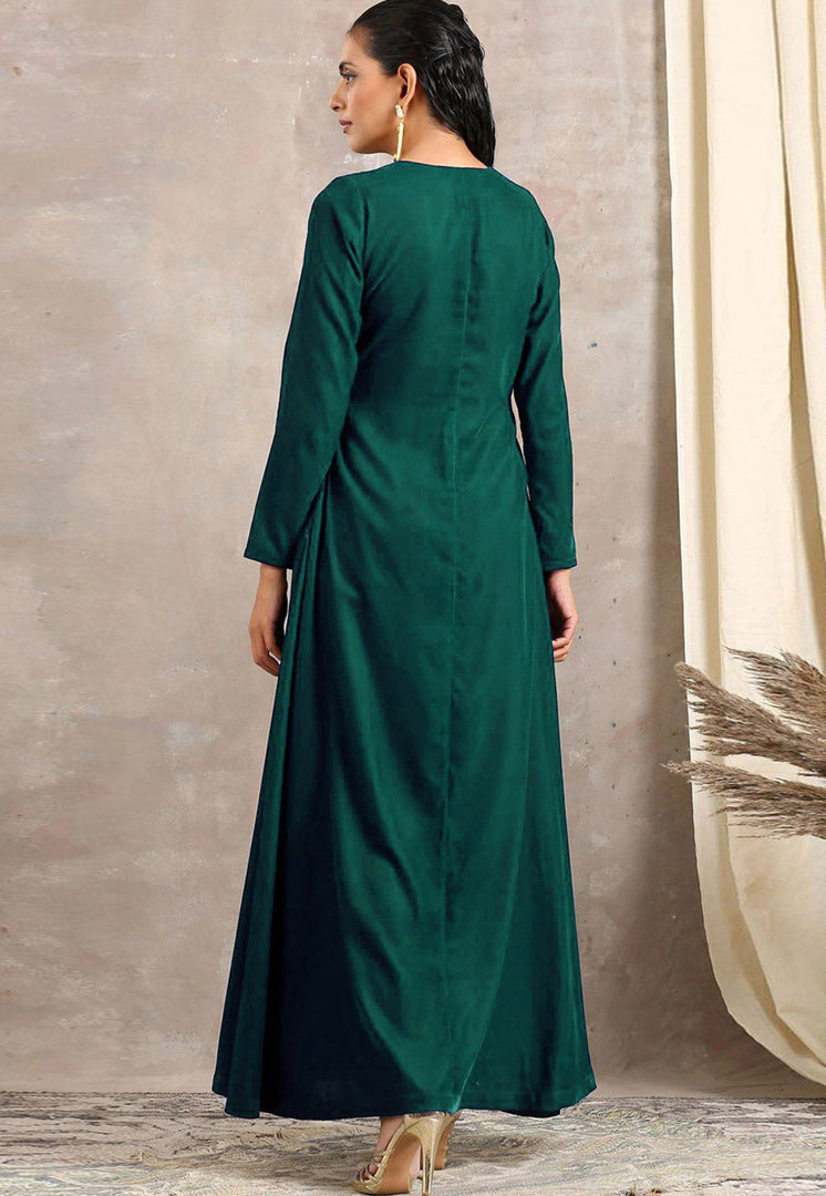 Green Velvet Kurta Set With Pant