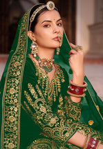 Load image into Gallery viewer, Green Velvet Long Anarkali Suit
