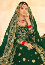 Load image into Gallery viewer, Green Velvet Long Choli Lehenga
