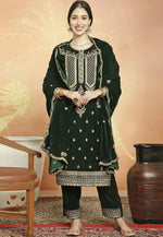 Load image into Gallery viewer, Green Velvet Pant Style Suit
