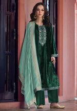 Load image into Gallery viewer, Green Velvet Pant Style Suit
