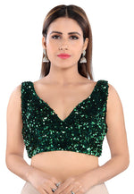 Load image into Gallery viewer, Green Velvet Readymade Blouse
