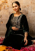 Load image into Gallery viewer, Green Velvet Readymade Pant Style Suit
