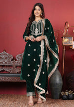 Load image into Gallery viewer, Green Velvet Readymade Pant Style Suit
