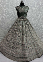 Load image into Gallery viewer, Green Velvet Wedding Lehenga Choli
