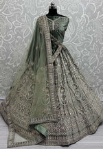 Load image into Gallery viewer, Green Velvet Wedding Lehenga Choli
