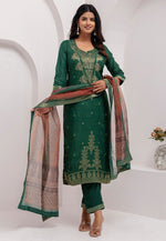 Load image into Gallery viewer, Green Viscose Jacquard Readymade Pakistani Suit
