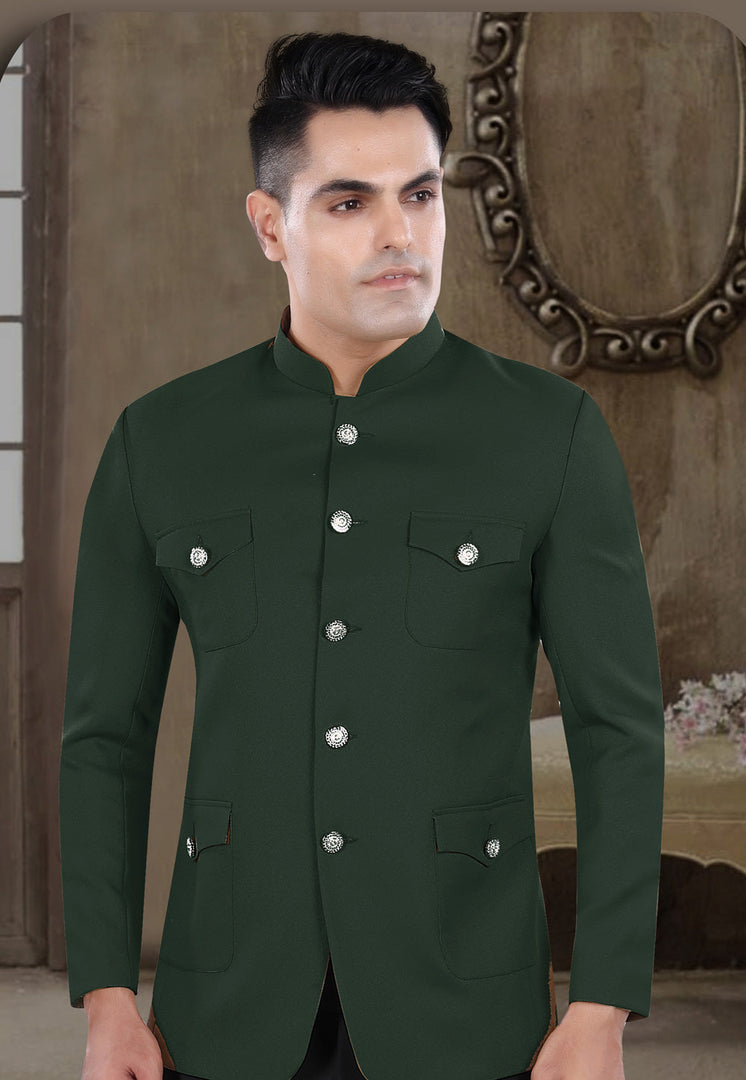 Green Viscose Jodhpuri Suit