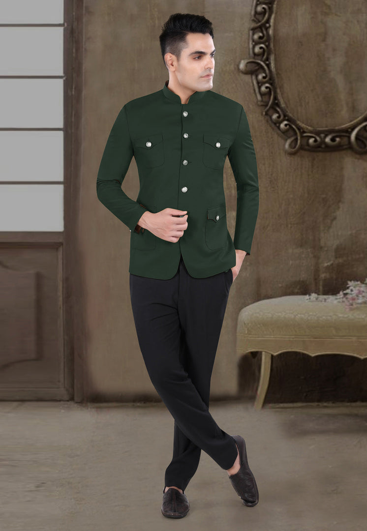 Green Viscose Jodhpuri Suit