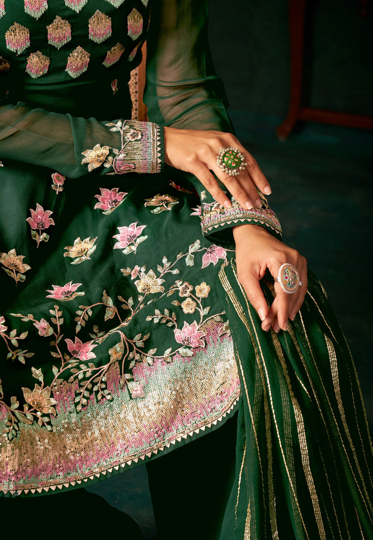Green Viscose Palazzo Suit
