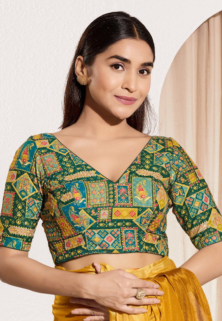 Green Viscose Rayon Readymade Blouse