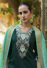 Load image into Gallery viewer, Green Viscose Rayon Readymade Pakistani Suit

