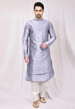 Load image into Gallery viewer, Grey Art Silk Dhoti Kurta
