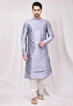 Load image into Gallery viewer, Grey Art Silk Dhoti Kurta
