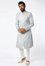 Load image into Gallery viewer, Grey Art Silk Indo Western Sherwani
