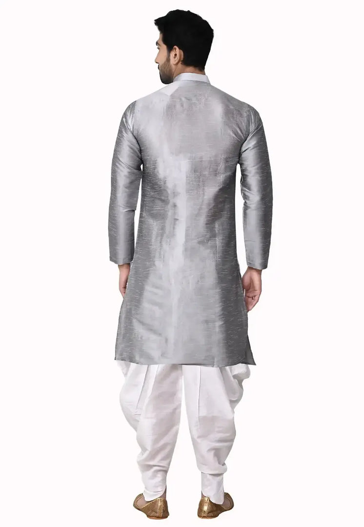 Grey Art Silk Indo Western Suit