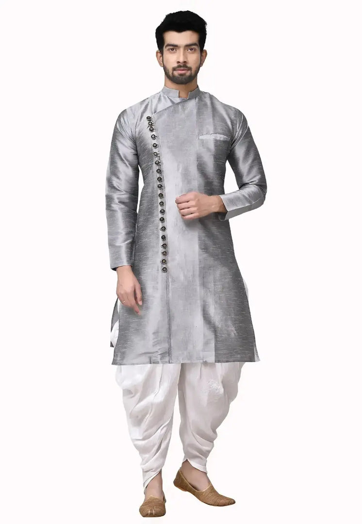 Grey Art Silk Indo Western Suit