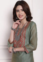 Load image into Gallery viewer, Grey Chanderi Long Kurti
