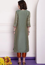 Load image into Gallery viewer, Grey Chanderi Long Kurti
