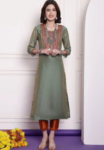 Load image into Gallery viewer, Grey Chanderi Long Kurti
