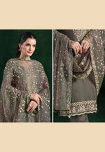 Load image into Gallery viewer, Grey Chiffon Pant Style Suit

