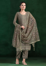 Load image into Gallery viewer, Grey Chiffon Pant Style Suit
