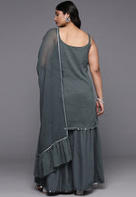 Load image into Gallery viewer, Grey Chiffon Readymade Gharara Suit
