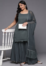 Load image into Gallery viewer, Grey Chiffon Readymade Gharara Suit
