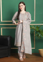 Load image into Gallery viewer, Grey Chinon Chiffon Pant Style Suit
