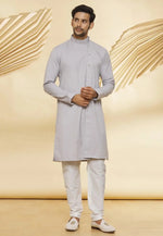 Load image into Gallery viewer, Grey Cotton Indo Western Suit

