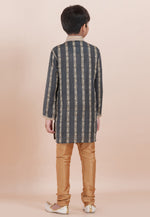 Load image into Gallery viewer, Grey Cotton Jacquard Kids Kurta Pajama
