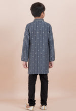 Load image into Gallery viewer, Grey Cotton Jacquard Kids Kurta Pajama
