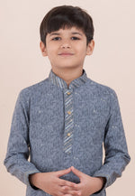Load image into Gallery viewer, Grey Cotton Jacquard Kids Kurta Pajama
