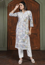 Load image into Gallery viewer, Grey Cotton Kurta Set With Pent
