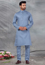 Load image into Gallery viewer, Grey Cotton Pathani Suit
