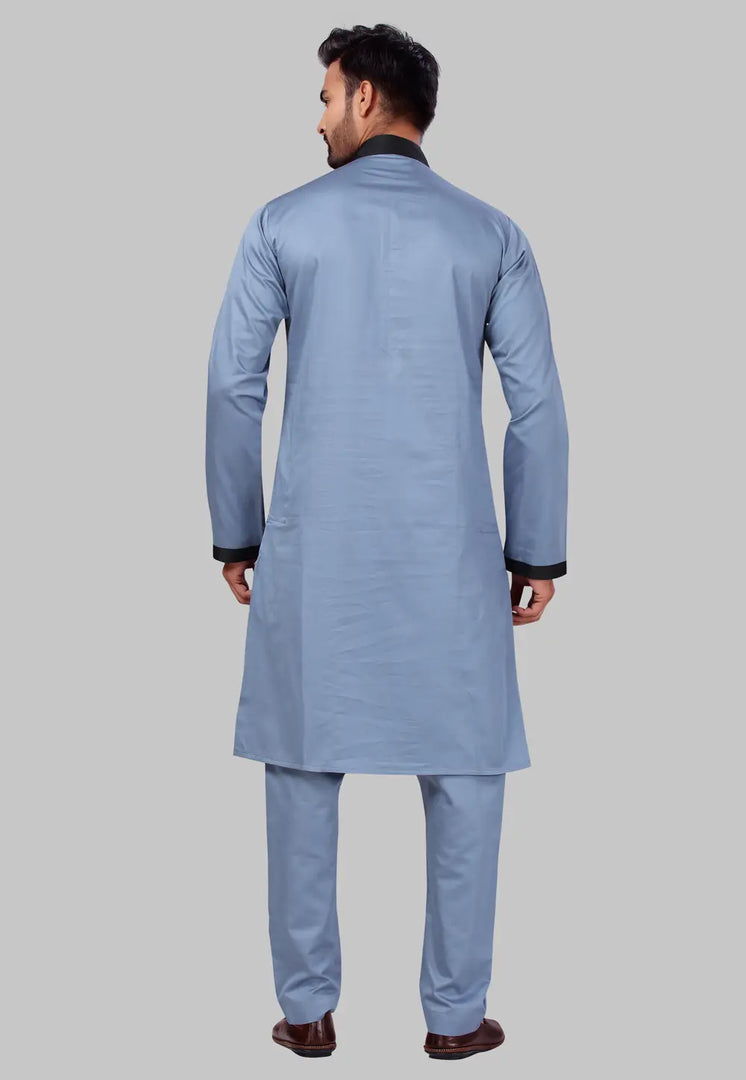 Grey Cotton Pathani Suit