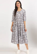 Load image into Gallery viewer, Grey Cotton Printed Gown
