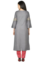 Load image into Gallery viewer, Grey Cotton Rayon Kurta Set With Pent
