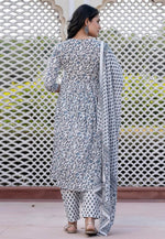 Load image into Gallery viewer, Grey Cotton Readymade Pakistani Suit
