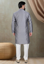 Load image into Gallery viewer, Grey Cotton Silk Kurta Pajama

