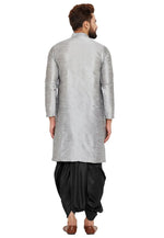 Load image into Gallery viewer, Grey Dupion Silk Dhoti Kurta

