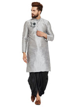 Load image into Gallery viewer, Grey Dupion Silk Dhoti Kurta

