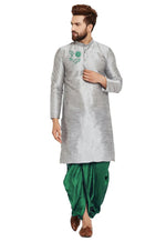 Load image into Gallery viewer, Grey Dupion Silk Dhoti Kurta
