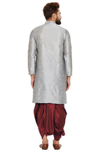 Load image into Gallery viewer, Grey Dupion Silk Dhoti Kurta

