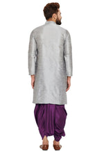 Load image into Gallery viewer, Grey Dupion Silk Dhoti Kurta

