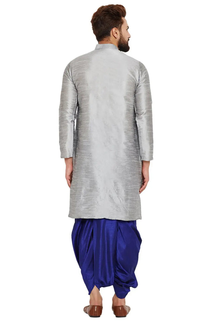 Grey Dupion Silk Dhoti Kurta