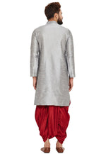 Load image into Gallery viewer, Grey Dupion Silk Dhoti Kurta
